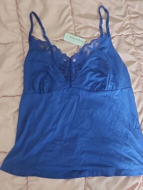 La Vie En Rose Cobalt Blue Lace Trim Camisole